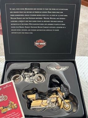 Harley-Davidson Gold & Silver Decorative Motorcycle Ornament Duo